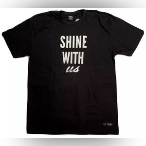 NEW SZ XL VICTUS BASEBALL T SHIRT MENS BAT BLACK “SHINE WITH US” METALLIC SILVER